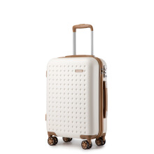 (20 Inch) 20/24/28Inch ABS Hard Shell Suitcase Set Travel 4 Wheels Cabin Hand Luggage - Cream