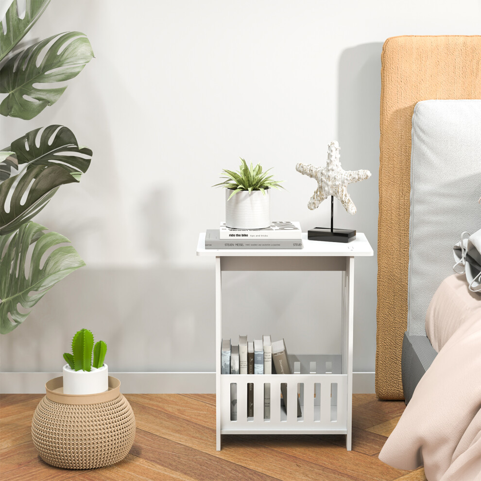 Bedside Table Side End Table Nightstand Storage Organizer for Home Bedroom Bathroom Living Room