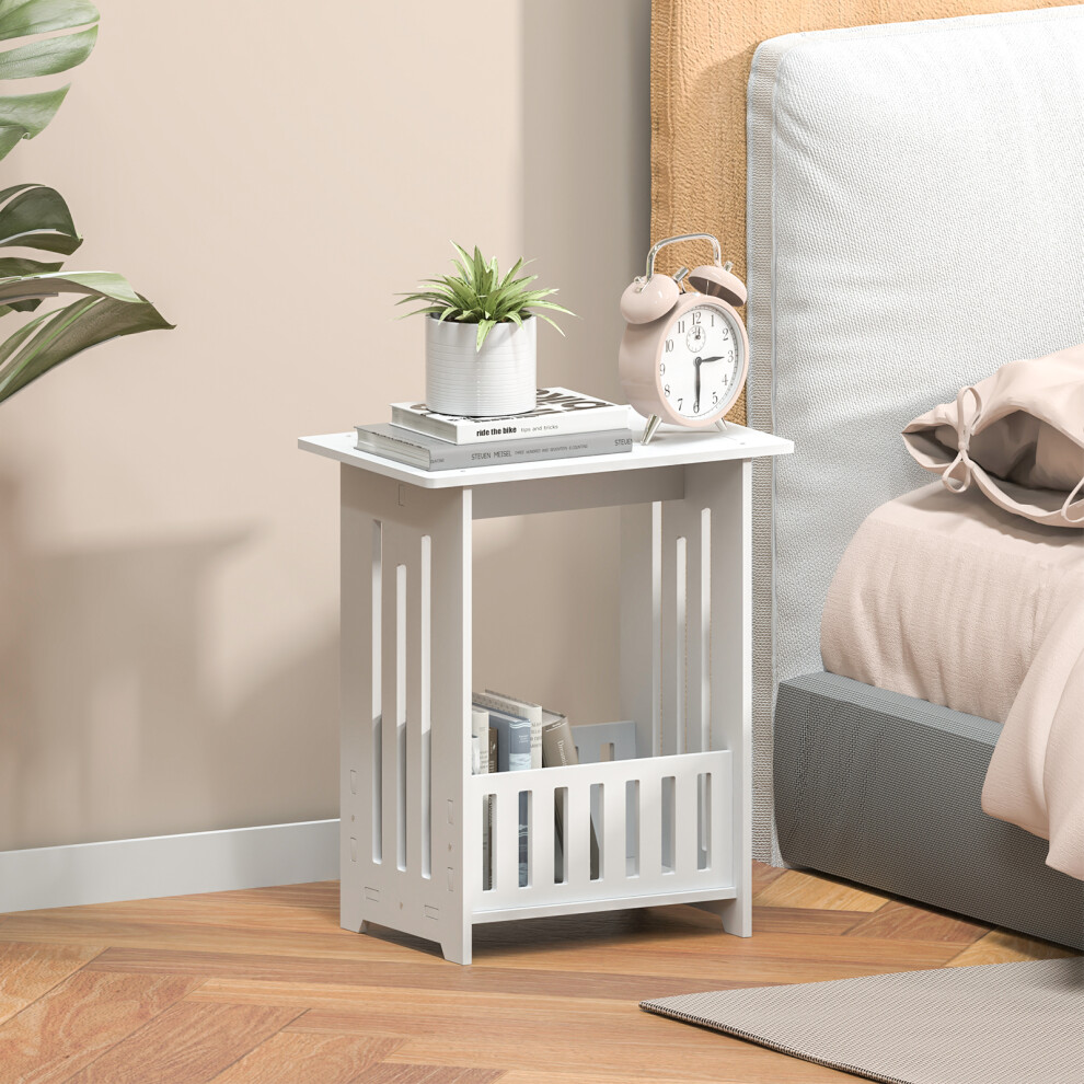Bedside Table, Small End Table with Storage Shelf Basket, Side Table Small Spaces Nightstand, Sofa Table for Living Room, Bedroom, Bathroom, Balcony