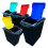 Set Of 4 Black 40L Recycling Interlocking Bins With Colour Coded Lids 1