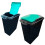 Set Of 4 Black 40L Recycling Interlocking Bins With Colour Coded Lids 2