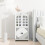 Bathroom Floor Storage Cabinet with 4 Doors Free Standing Cupboard for Tiny Laundry Room 9