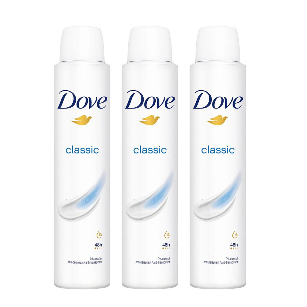 Dove Women's Classic Anti-Perspirant With 48H Sweat Protection Deo For 200Ml, 3Pk