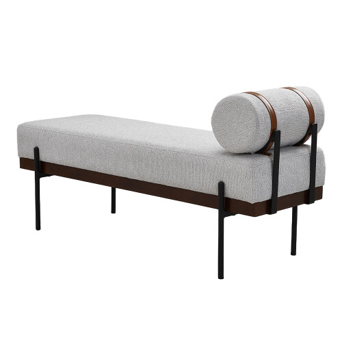 Living And Home (Light Grey) Upholstered Bench with a Removable Pillow 2
