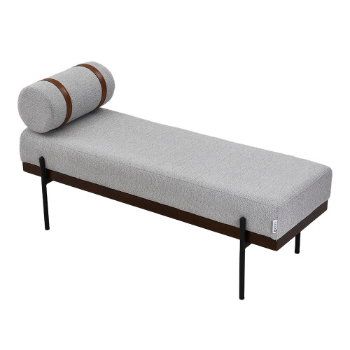 Living And Home (Light Grey) Upholstered Bench with a Removable Pillow