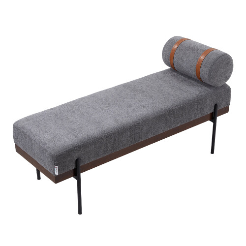 Living And Home (Dark Grey) Upholstered Bench with a Removable Pillow