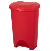 2 x Red 50L Recycling Utility Waste Pedal Bins For Home & Office Use