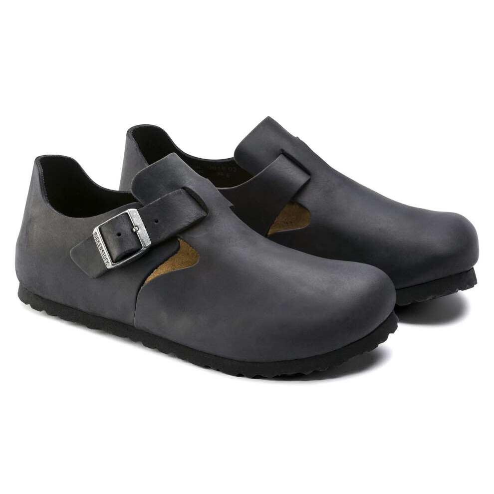 (Black, 11.5 (Adults')) Birkenstock London Leather Women's Black Shoes