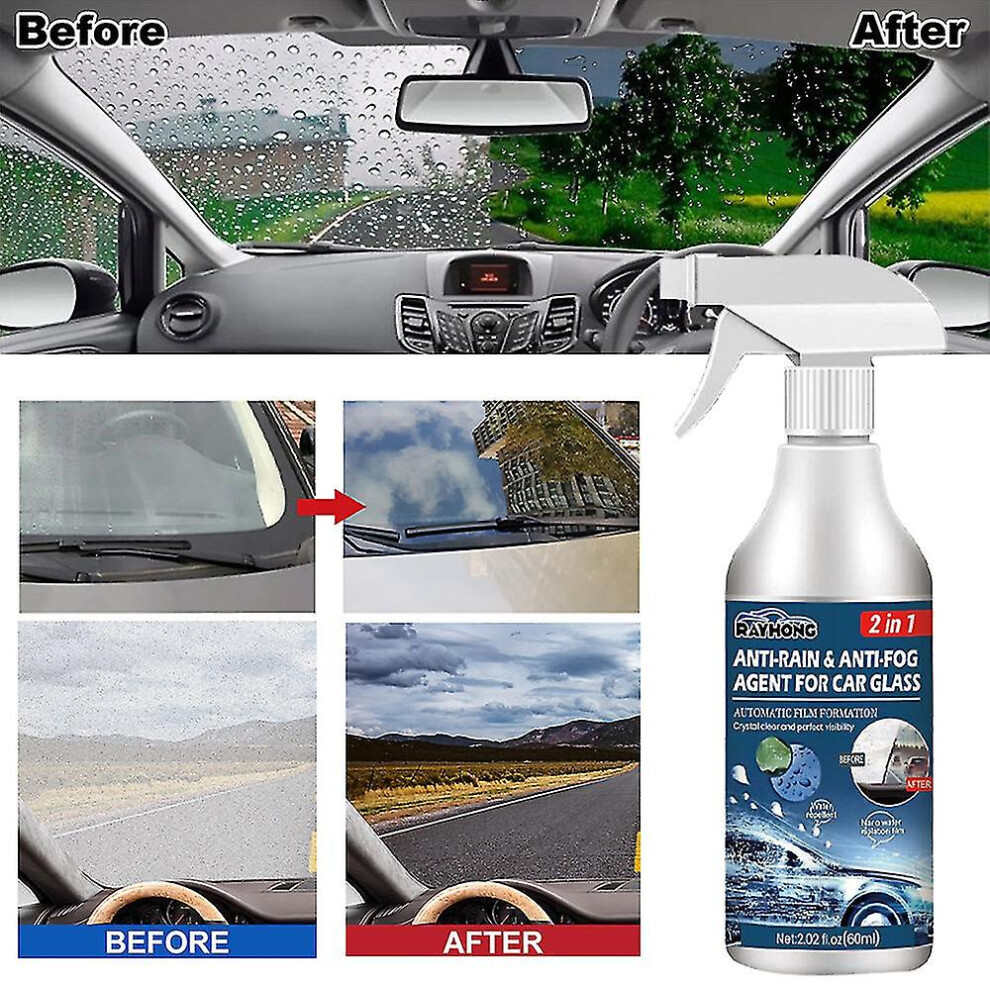 Car Glass Anti-Rain Anti-Fog Agent Windshield Coating Agent Auto Side Glass Cleaning Spray 60Ml 8994439691408