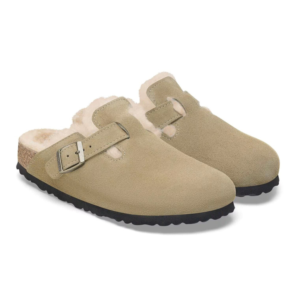 (Brown, 8 (Adults')) Birkenstock Boston Suede Taupe Clogs