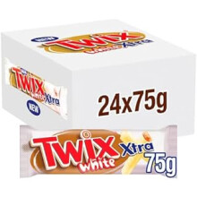 Twix Xtra White Chocolate Bars 75g x24 - Full Box of 24 White Chocolate Caramel Biscuit Bars