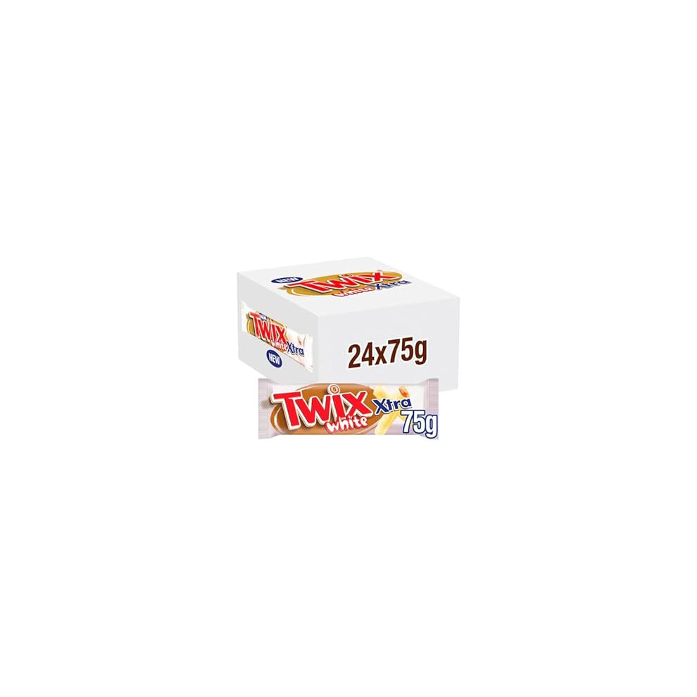 Kidzbuzz Twix Xtra Chocolate Bars 75G X24 - Full Box Of 24 Chocolate Caramel Biscuit Bars White