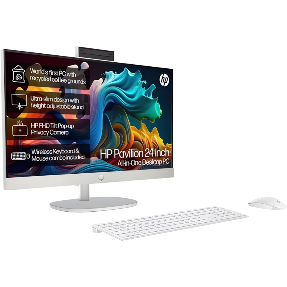 HP 24-cr0037na 23.8" AIO Desktop PC AMD Ryzen 7 16GB RAM 1TB SSD White
