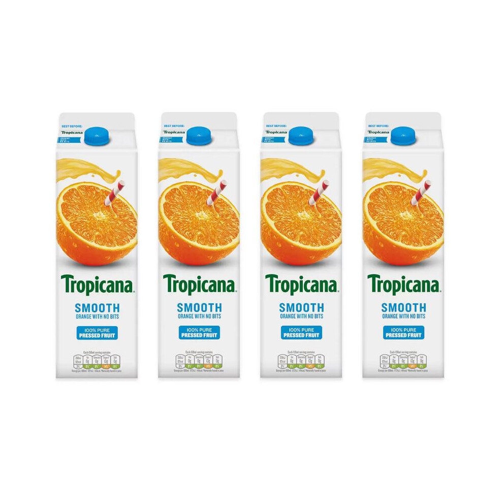 Tropicana Smooth Juice, 4 X 900Ml Orange