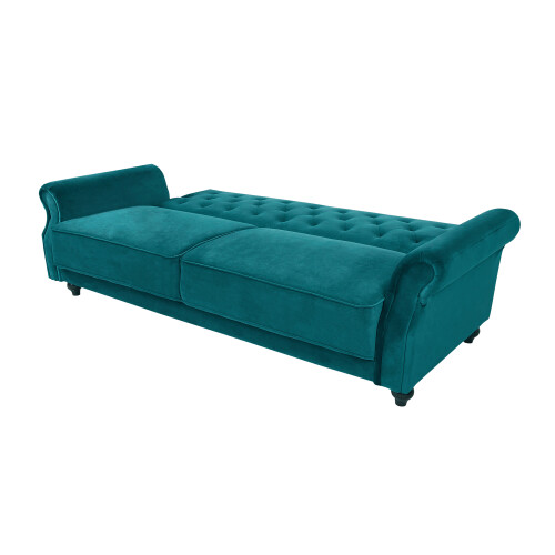 (Green) Velvet Sofa Bed 225CM 3 Seat Click Clack Sofa 2