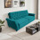 (Green) Velvet Sofa Bed 225CM 3 Seat Click Clack Sofa 6