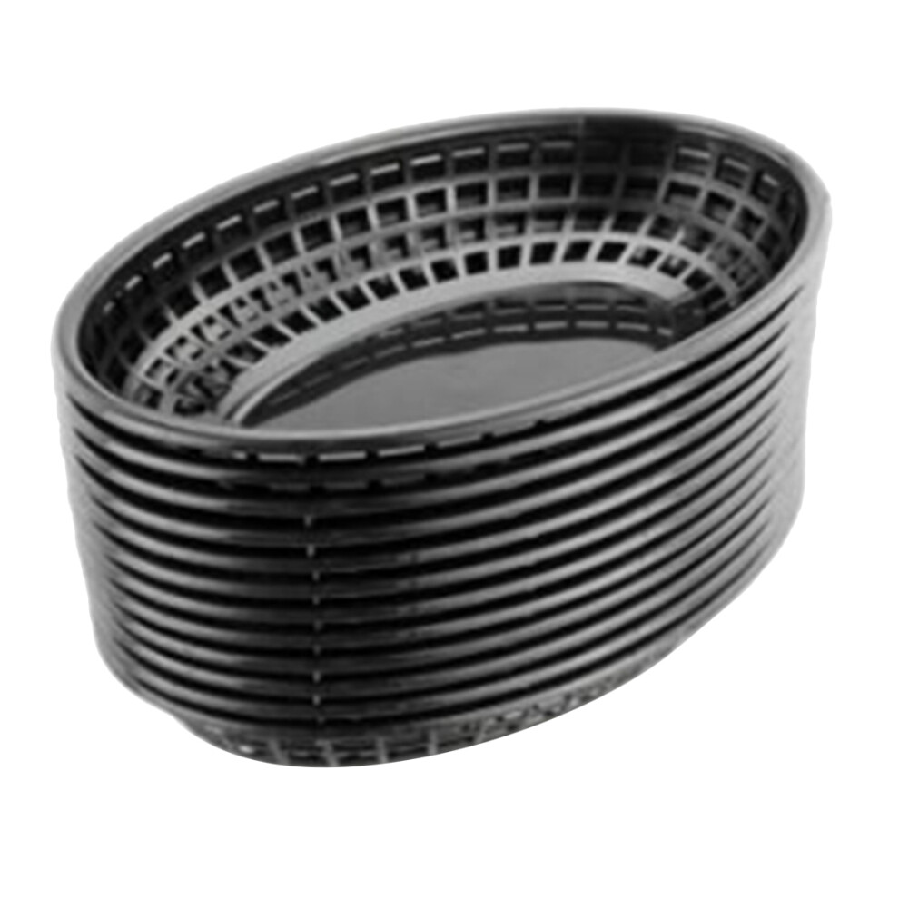 12 Pcs Plastic Fast Food Baskets Oval Serving Platter Breakfast-image-OPC-PFWS2QD-NEW
