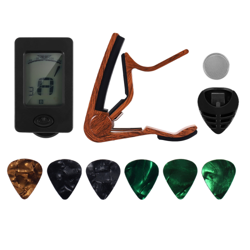 Capo para Guitarra Baixo Ukulele com Palhetas e Suporte para Palhetas