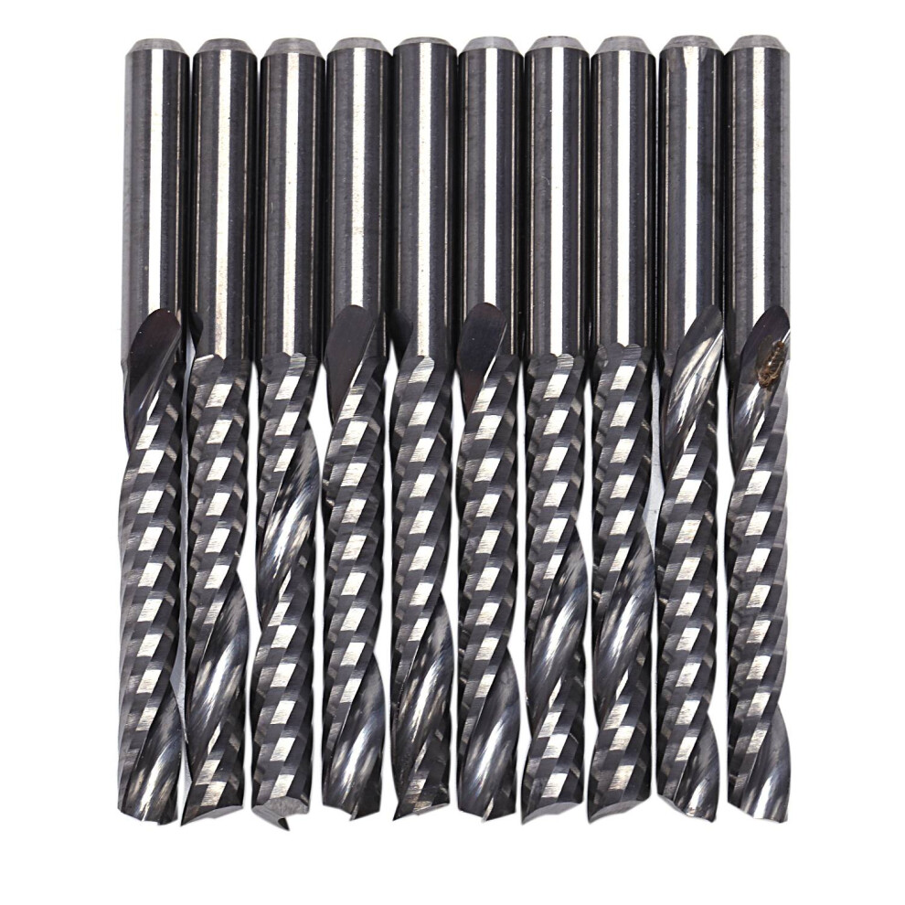 10Pcs Cnc Router Bits 3.175 X 22Mm Single Flute Spiral Carbide 4763603042575