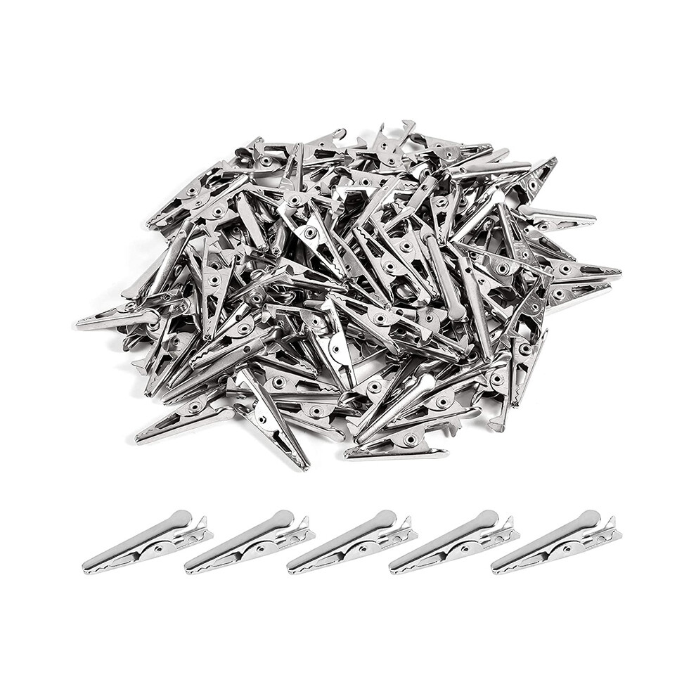 100Pcs 1.06In / 27Mm Mini Metal Alligator Clips, Crocodile Clamps 4763603044579