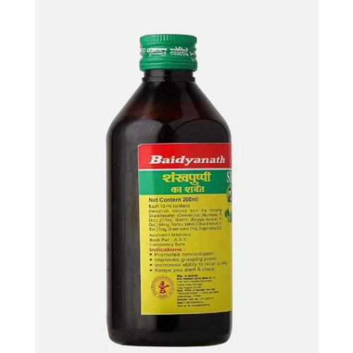 Baidyanath Shankhpushpi Syrup 450+200ml Free Helps in Mental Weakness 1