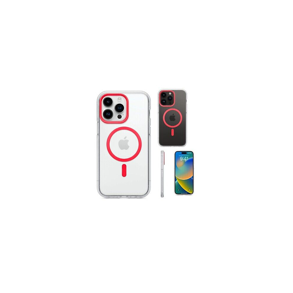 Tech21 FLEXQUARTZ Magnetic Drop Protect Clear Case for iPhone 15 Pro MAX - RED