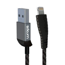 Wraps MFI CERTIFIED Lightning Cable Black 1m (Black) Wearable Strong Braided