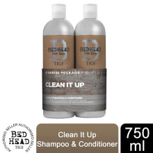 Bed Head TIGI Clean Up Shampoo and Conditioner for Men, 750ml Duo