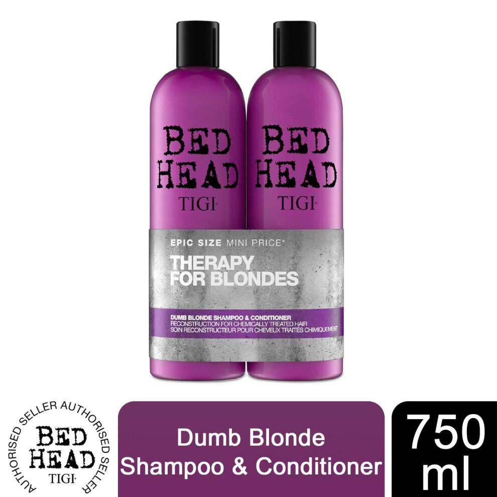 Bed Head TIGI Dumb Blonde Shampoo & Conditioner for Coloured Hair, 750ml Duo