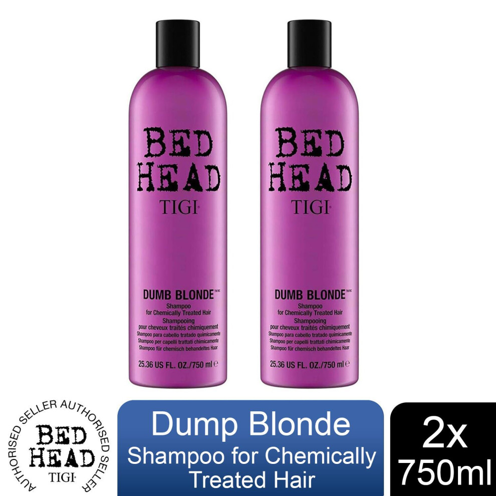 Bed Head by Tigi Dumb Blonde Shampoo for Damaged Blonde Hair, 750ml 2 Pack