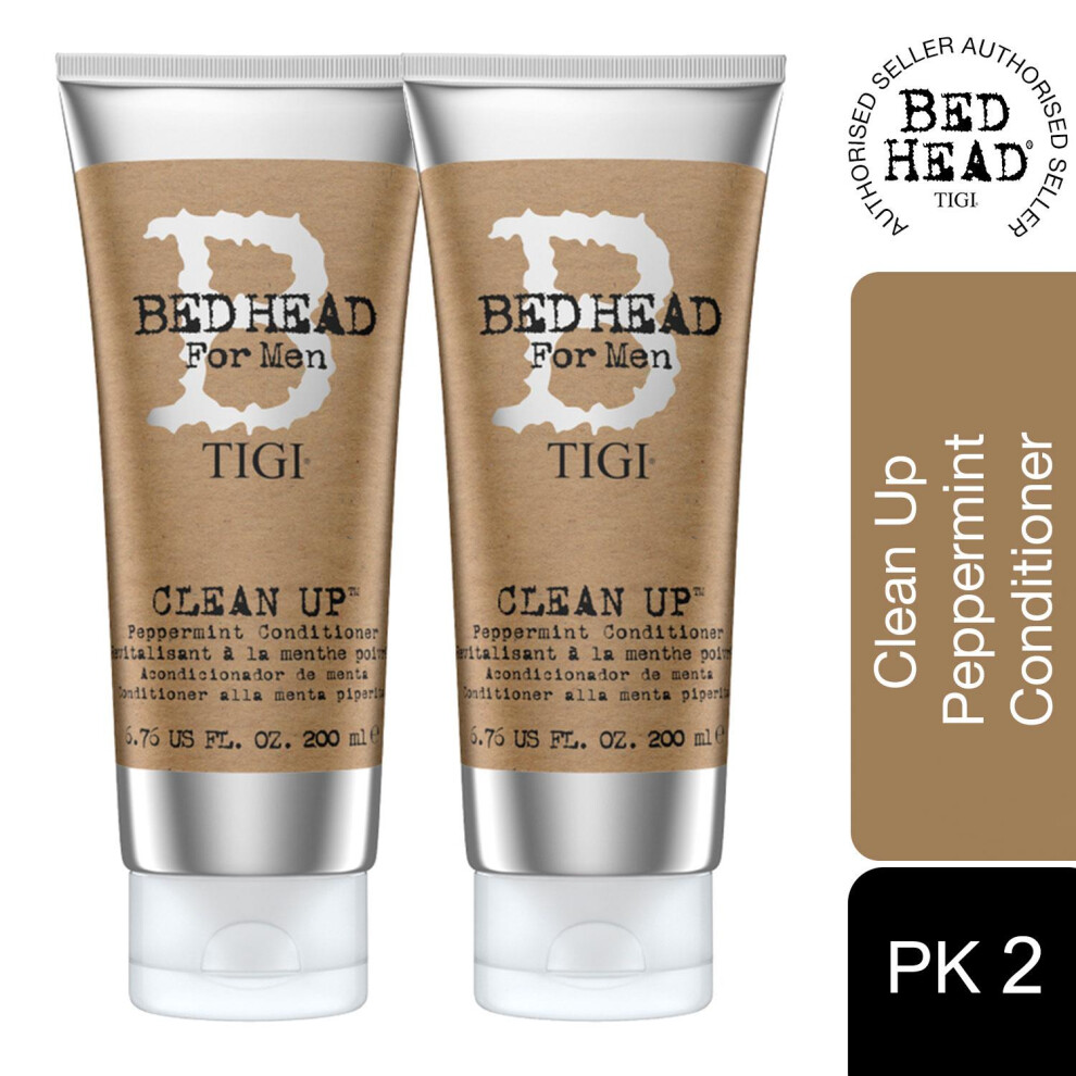 Bed Head for Men by TIGI Clean Up Mens Daily Conditioner for Normal Hair 200ml,2pk