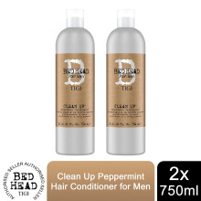 Bed Head by Tigi Clean Up Peppermint Daily Hair Conditioner for Men 750ml, 2 Pk