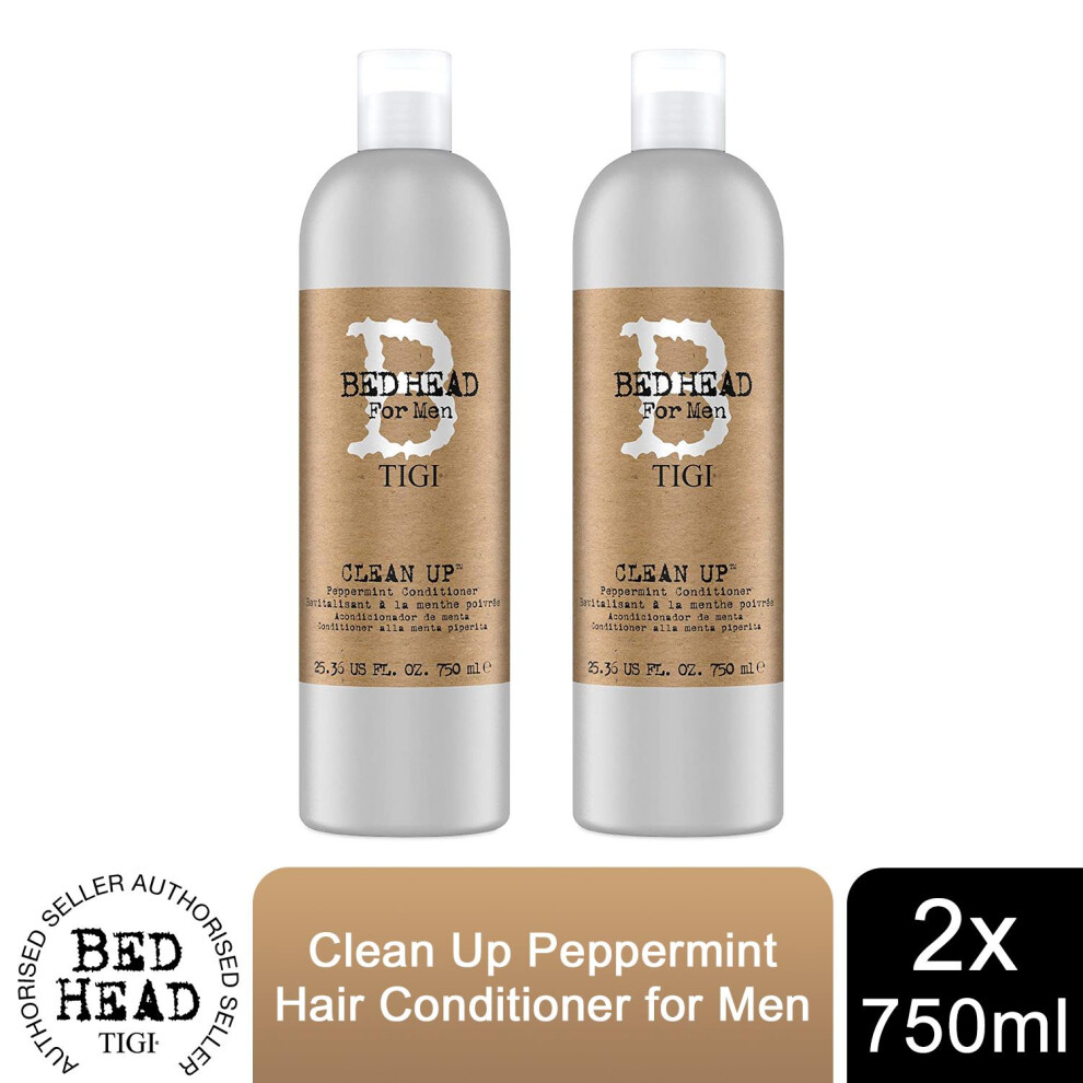 Bed Head By Tigi Clean Up Peppermint Daily Hair Conditioner For Men 750ml, 2 Pk