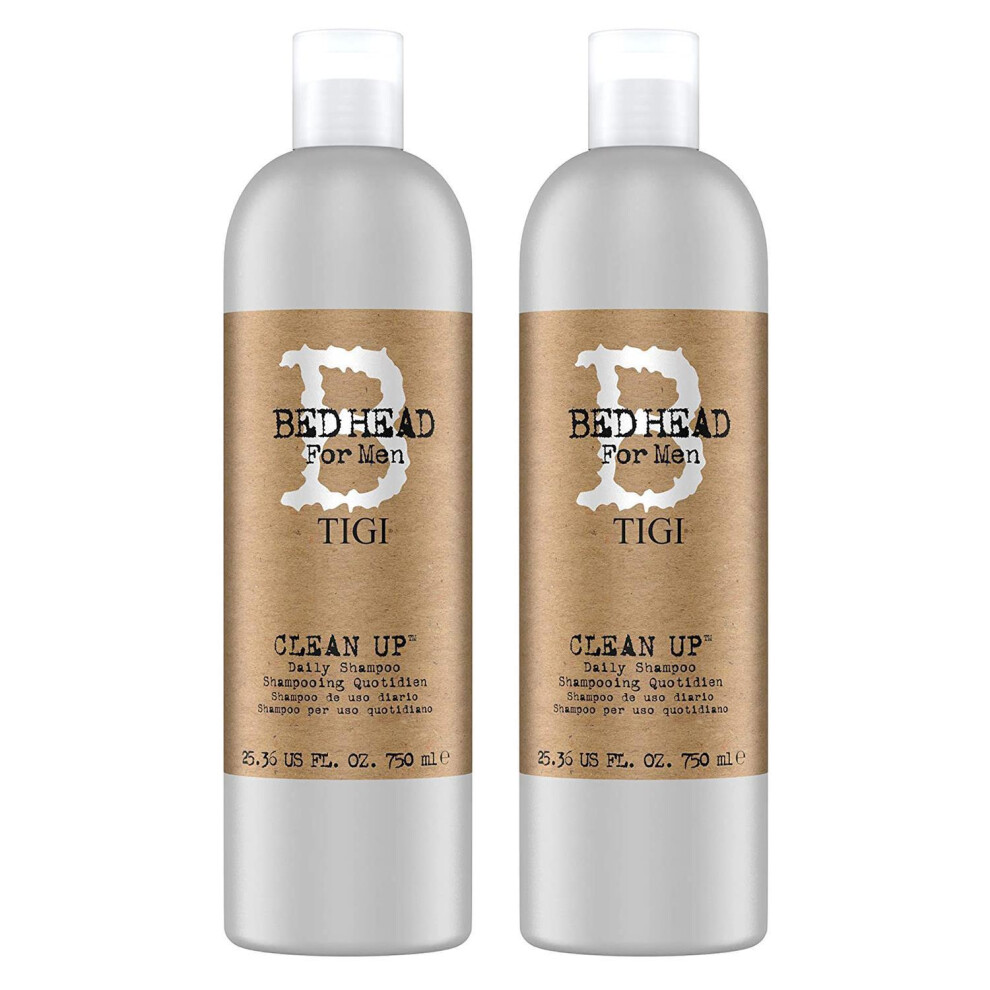 Bed Head for Men by Tigi Clean Up Mens Daily Shampoo for Normal Hair 750ml, 2pk