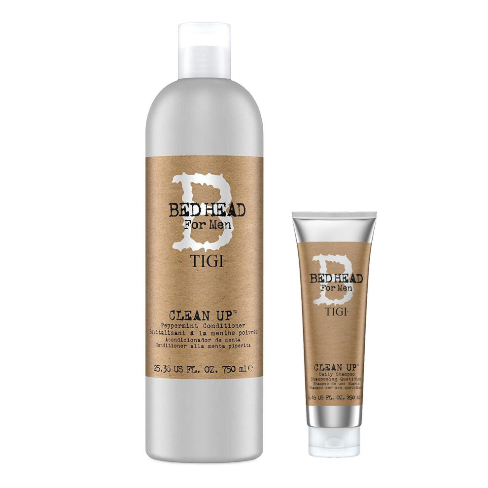 Bed Head by Tigi Clean Up Daily Shampoo 250ml & Conditioner 750ml for Men