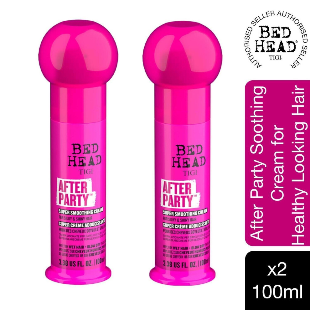 Bed Head by TIGI After Party Smoothing Cream for Shiny Frizz Free Hair 100ml,2pk