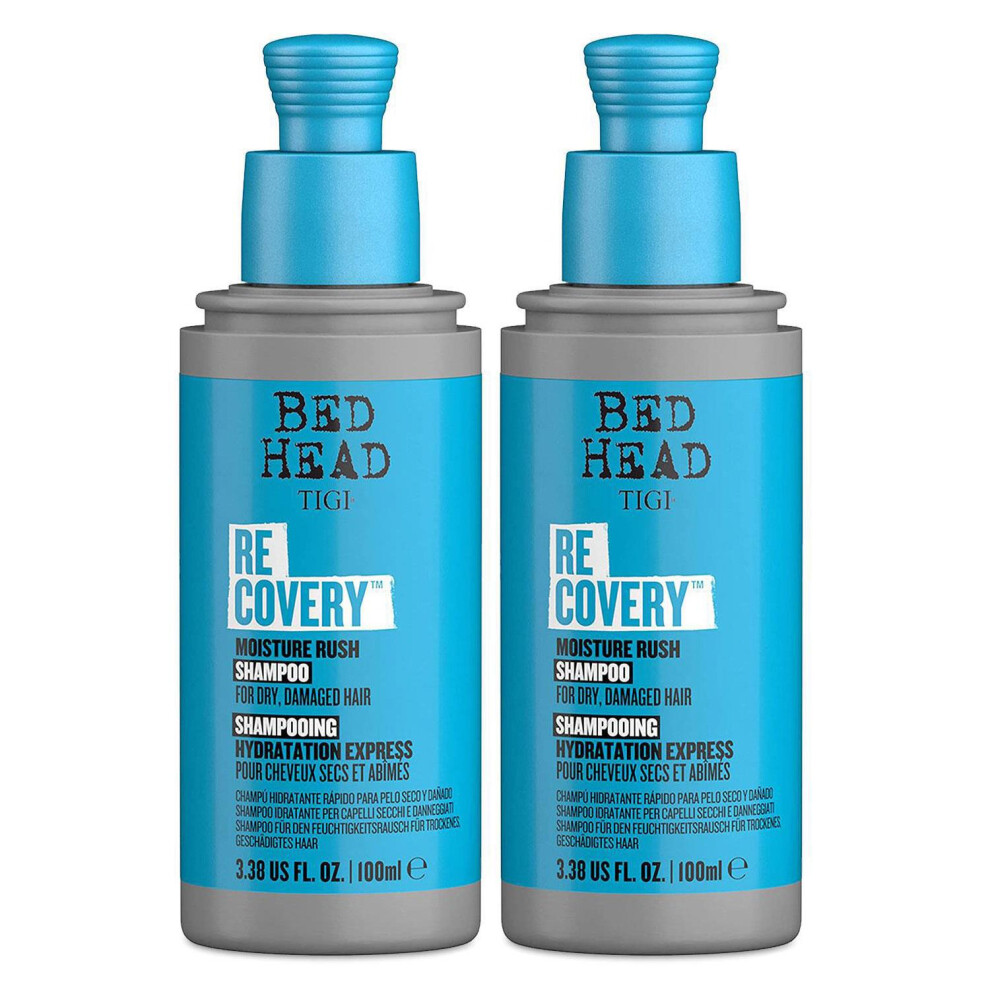 Bed Head by TIGI Recovery Moisture Rush Shampoo for Dry Damaged Hair, 100ml, 2pk