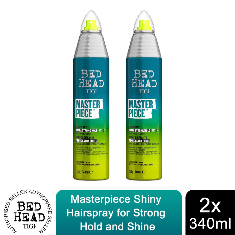 Bed Head by TIGI Masterpiece Shiny Hairspray for Strong Hold and Shine 340ml,2pk