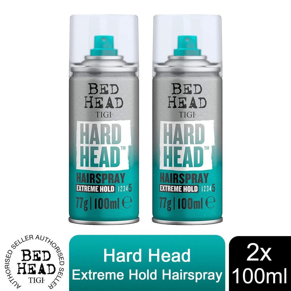 Bed Head by TIGI Hard Head Hairspray for Long-Lasting Extreme Hold 100 ml, 2pack