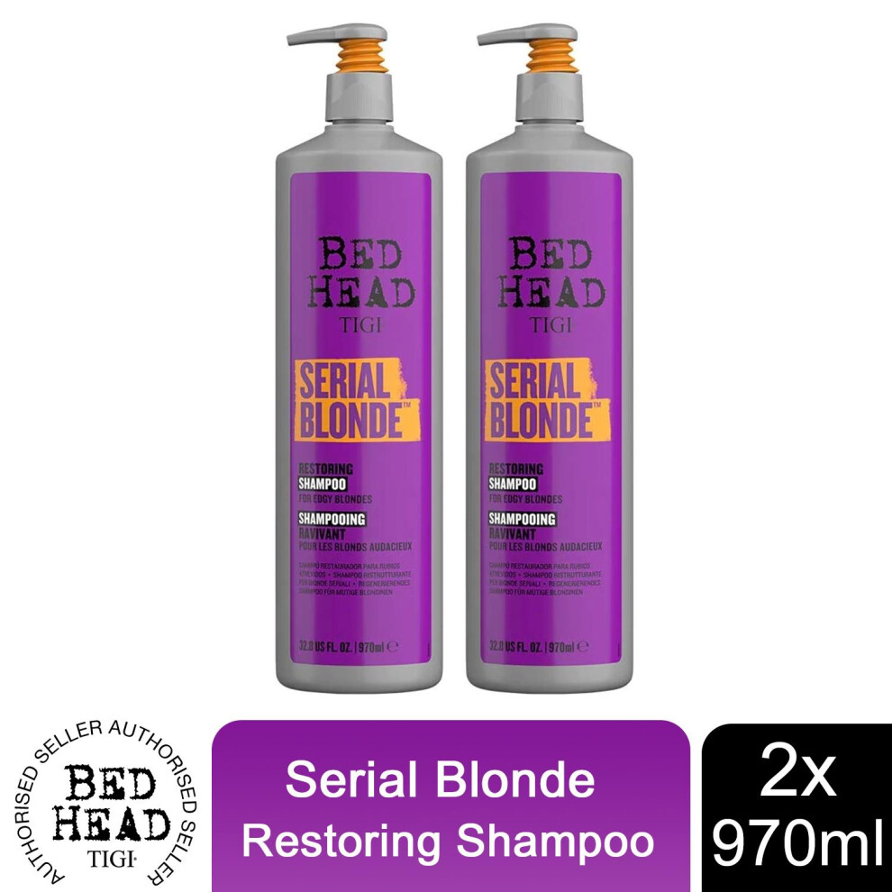 Tigi Bed Head Serial Blonde Shampoo For Damaged Blonde Hair 970Ml, 2 Pack