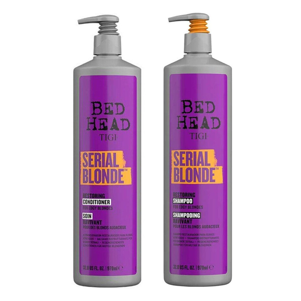 Tigi Bed Head Serial Blonde Repair Shampoo & Conditioner For Damaged Hair, 970Ml