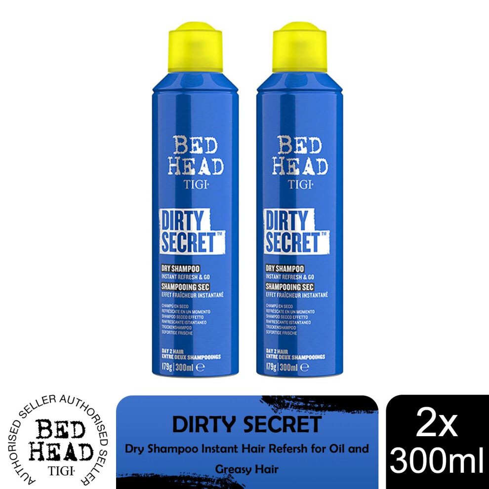Bed Head by TIGI Dirty Secret Dry Shampoo For Instant Hair Refresh 300ml, 2pack