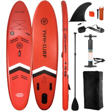 (Red) 10.6ft/3.2m Inflatable Paddle Board Seaside Beach Water-Skiing Stand Up Paddle Surfboard