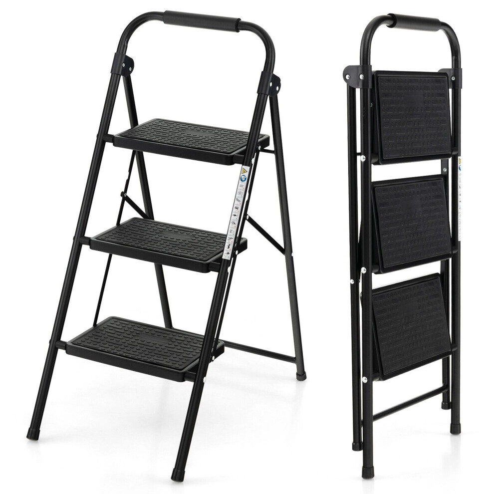 Folding Step Ladder 3-Step Ladder Portable Step Stool 265KG Capacity