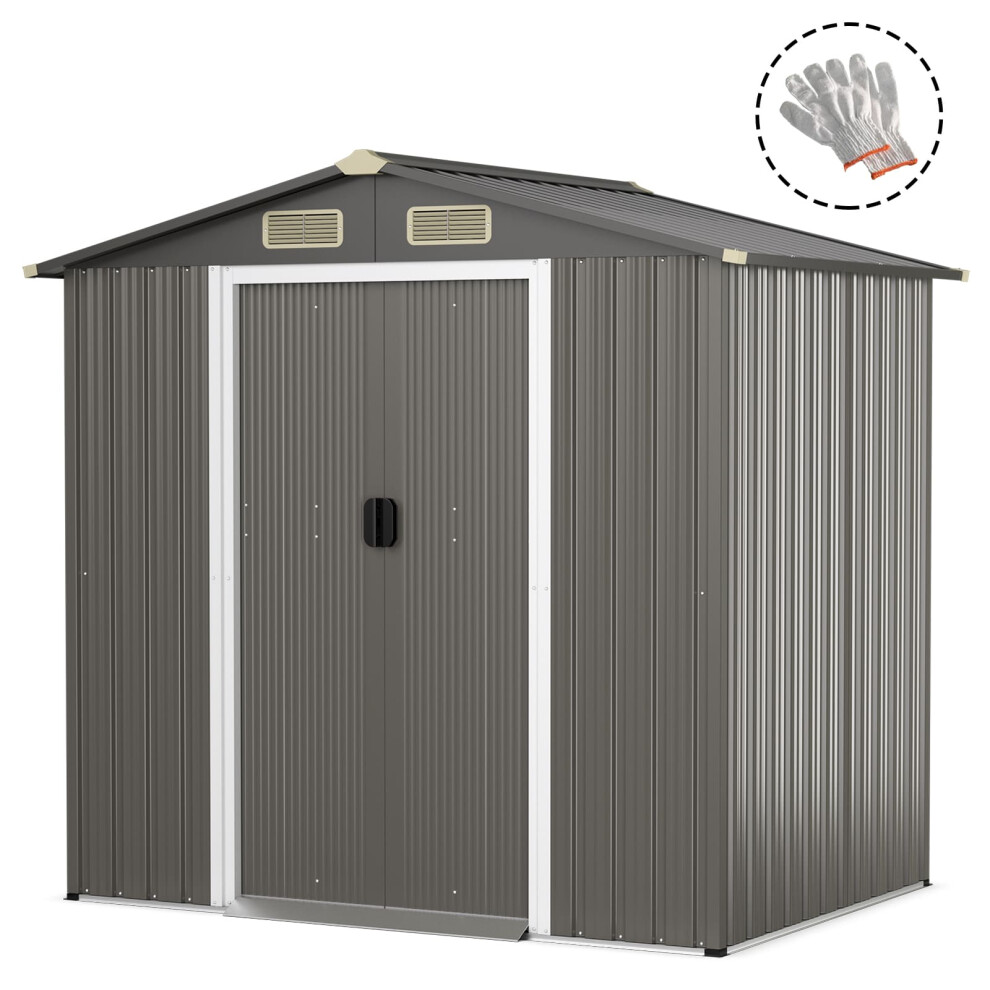 6FT X 4FT Outdoor Storage Shed Metal Tool House W/ 4 Air Vents