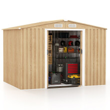 Large Outdoor Storage Shed Metal Garden Tool House With Sloped Roof & Air Vents