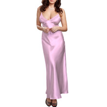 (Pink, S) Women Satin Silk Lingerie Slip Dress Ladies Nightie Nightdress Sleepwear Pajamas