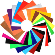 Set met warmteoverdrachtsvinylvellen - speciale PTFE-vellen, 19 verschillende kleuren strijkvellen - perfecte HTV-set