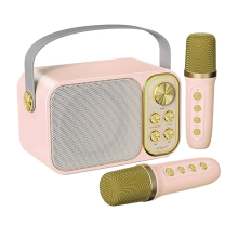 Mini machine de karaoké pour enfants avec 2 microphones sans fil, haut-parleur Bluetooth portable