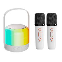 Haut-parleur Bluetooth 5.3 à lumière RVB avec deux microphones sans fil, machine de karaoké, système KTV, son stéréo 3D HIFI Surround